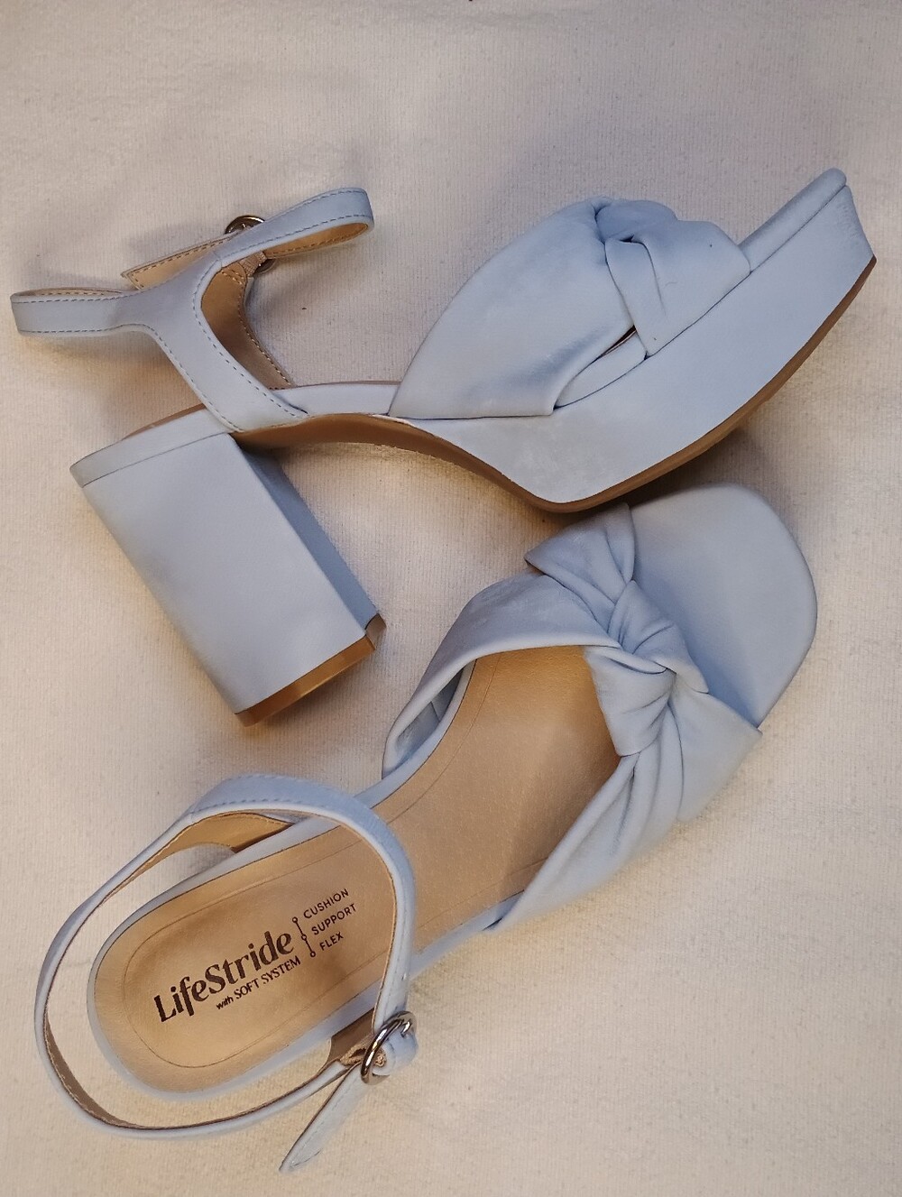 LifeStride Light Blue Platform Block Heel Sandals Size 7 NWOT